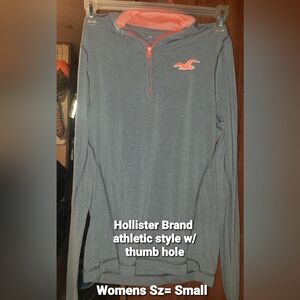 Hollister Charcoal and Coral Quarter-Zip Pullover
